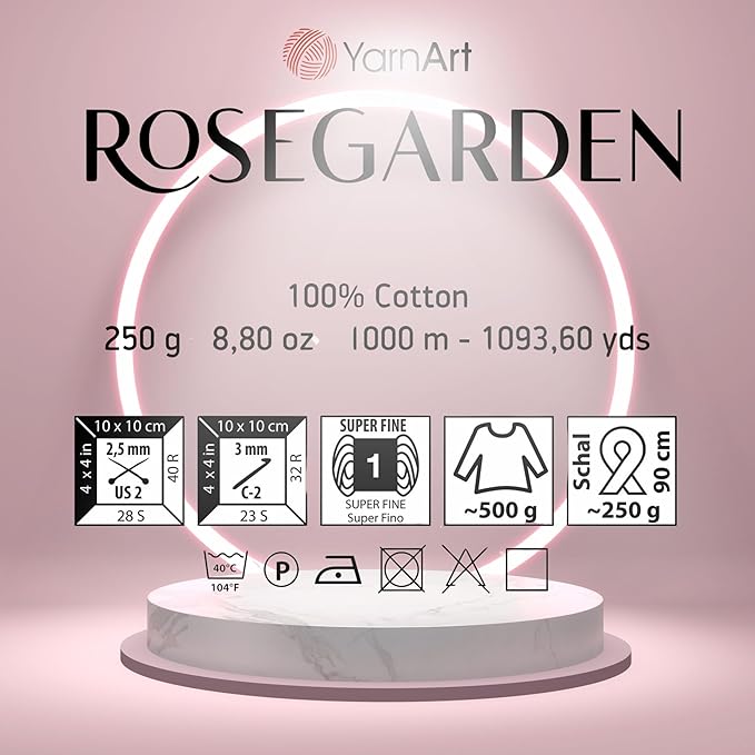 2 Skein Yarn Art Rosegarden Yarn 100% Cotton 2x1094yards 2x250gr Multicolor Cotton Yarn Rainbow Crochet Yarn Spring Summer Fine 1 Top 5 Most Used Colors (Rosegarden 313)