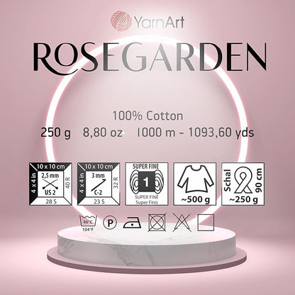 2 Skein Yarn Art Rosegarden Yarn 100% Cotton 2x1094yards 2x250gr Multicolor Cotton Yarn Rainbow Crochet Yarn Spring Summer Fine 1 Top 5 Most Used Colors (Rosegarden 321)
