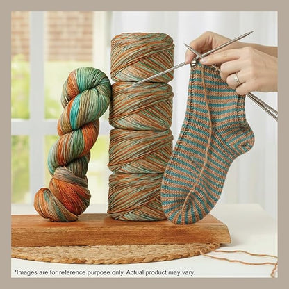 KnitPro Symfonie Hand Dyed Yarn | Extra Fine Merino Wool & Polyamide Blend for Knitting & Crocheting, Fingering Weight, Oeko-TEX Certified 400m, 100g Skein | Terra Variegated Lagoon Dream