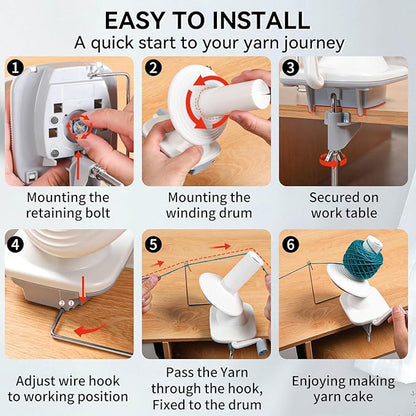 SPEENSUN Yarn Winder, Yarn Winder for Crocheting, 3.5 OZ Easy-to-Install and Efficiently Yarn Ball Winder with Lower Noise, Yarn Spinner for Crochet and Knitting Lover for Yarns Below Size 5