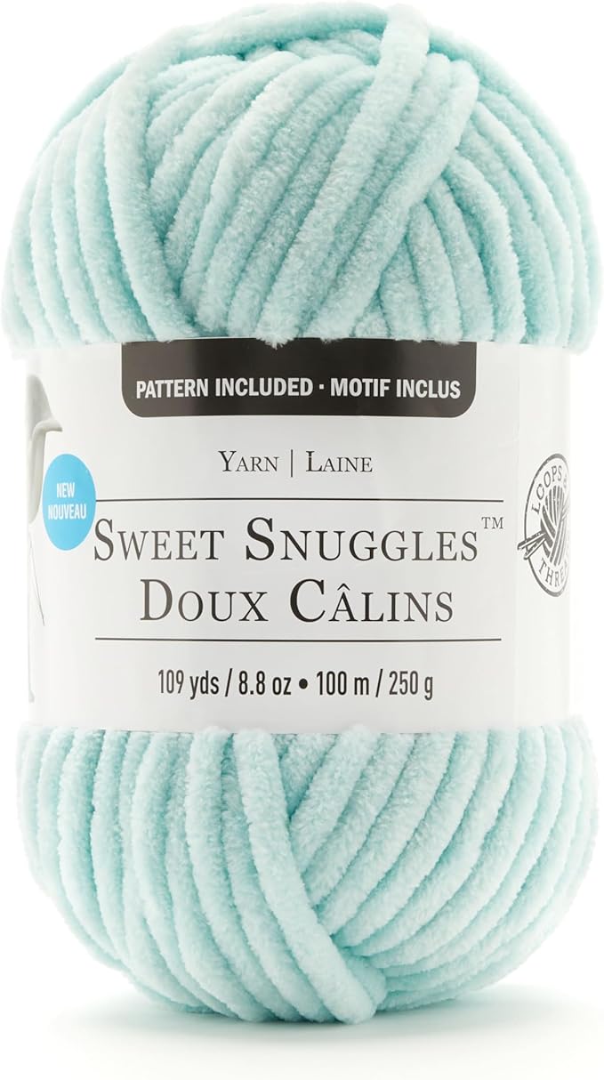 Loops & Threads Chalk Blue Sweet Snuggles Yarn – Jumbo Weight Yarn for Knitting, Crochet, Weaving, Arts & Crafts, 18 Pack