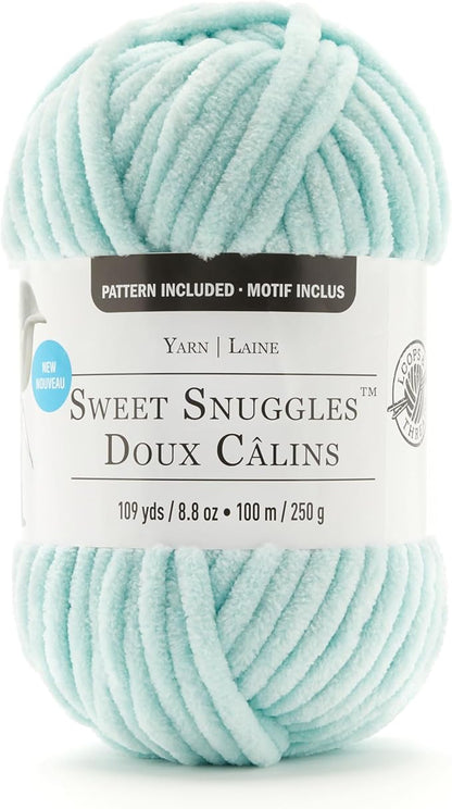 Loops & Threads Chalk Blue Sweet Snuggles Yarn – Jumbo Weight Yarn for Knitting, Crochet, Weaving, Arts & Crafts, 18 Pack