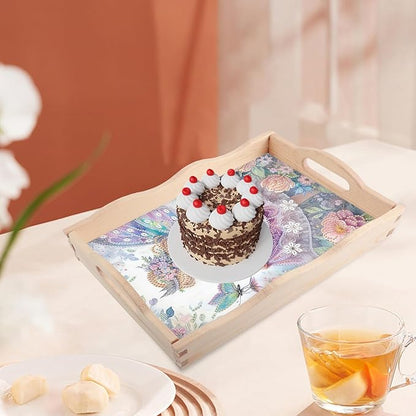 JISHSHAY Diamond Art Serving Tray Diamond Painting Food Tray Gem Art Serving Platter Gem Painting Mosaic Kits for Adults DIY Kits for Adults, with Wood Handle 20×30cm/7.87×11.81in, Elf Fairy
