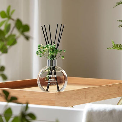 Donurex Flower Reed Diffuser Set 5.07oz Jasmine Scent Diffuser with Sticks Home Fragrance Reed Diffuser for Bathroom Shelf Decor