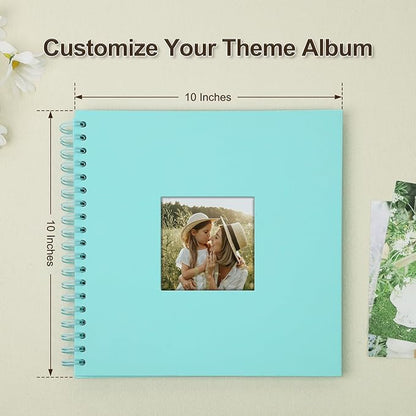 Scrapbook Album 10x10 Inches Photo Album Hardcover Kraft with Window Scrap Book Blank Memory Book for Baby Wedding Guest Book Couples Graduation Travel DIY Anniversary, 40 Pages LightBlue