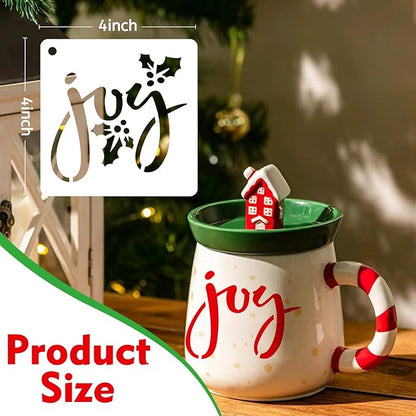 50 PCS Christmas Painting Stencils Reusable Christmas Stencils for Painting on Wood Rocks Canvas Fabric Glass Pottery 4x4 Inch
