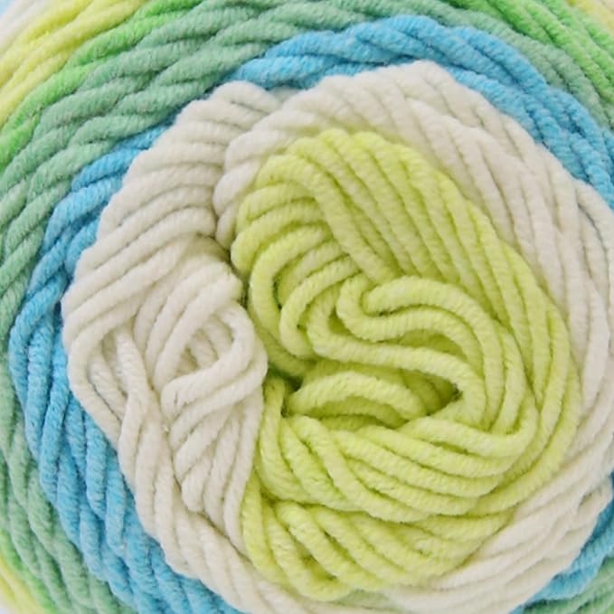 Franel Cotton Acrylic Yarn-45% Cotton 55% Acrylic, 3 Skeins of 100g Each, Gradient-White Green Yellow, Perfect for Crocheting Knitting Scarves Shawls Blankets Gradient Variegated Yarn