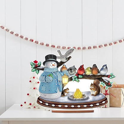 Tontut Diamond Painting Desktop Decoration, Birdie Snowman 5D DIY Special Diamond Art Decoration Kit for Adults, Office Desktop or Christmas Holiday Arrangement Crafts