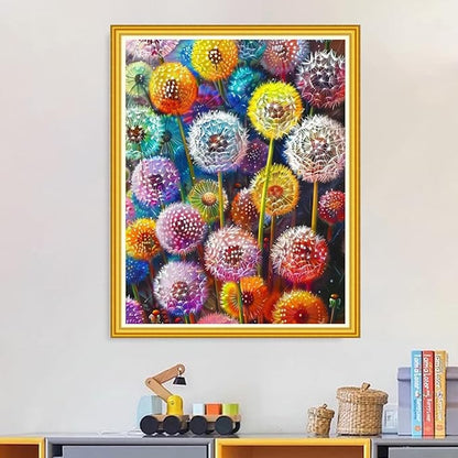 Magxvouy Cross Stitch Kits Stamped Full Range of Embroidery Kits,Cross Stitch Patterns Needlework Kits for Beginners 11CT Printed Kits&Colorful Dandelion 16x20 inch
