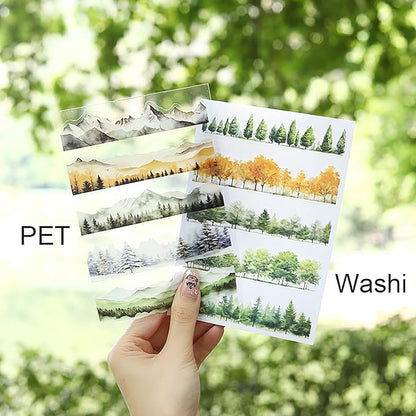 20Sheets Pre-Cut Scrapbooks Stickers Books, Nature Mountains Forests Trees Stickers for DIY Craft, Planners, Journal, Notebook, Laptop, Cell Phone, Calendars, Wedding