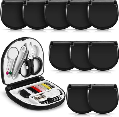 Yuxung 10 Pcs Mini Travel Sewing Kit Portable Emergency Repair Kit Mini Sewing Box with Threads Scissors Needles DIY Supplies for Beginner Traveler Hotel Charity(Black)