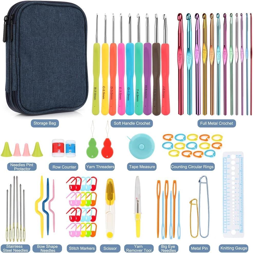 Katech 85-Piece Crochet Hooks Set, Crochet Hook Kit with Storage Case, Ergonomic Knitting Needles Weave Yarn Kits DIY Hand Knitting Craft Art Tool for Beginners and Experienced Crochet Lovers - Image 2