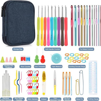 Katech 85-Piece Crochet Hooks Set, Crochet Hook Kit with Storage Case, Ergonomic Knitting Needles Weave Yarn Kits DIY Hand Knitting Craft Art Tool for Beginners and Experienced Crochet Lovers