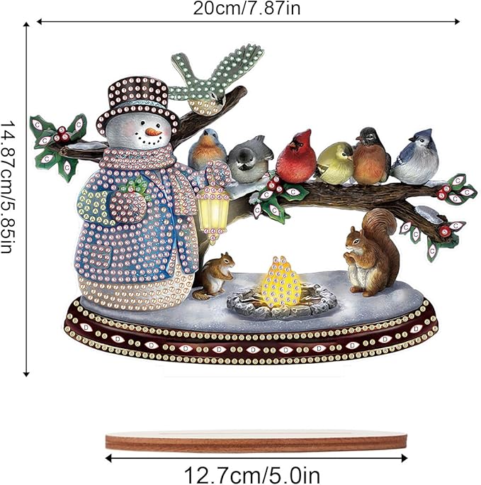 Tontut Diamond Painting Desktop Decoration, Birdie Snowman 5D DIY Special Diamond Art Decoration Kit for Adults, Office Desktop or Christmas Holiday Arrangement Crafts