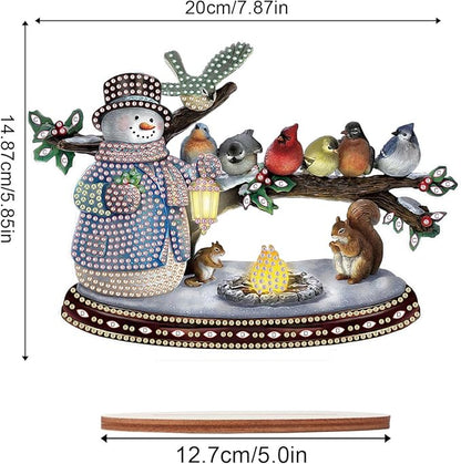 Tontut Diamond Painting Desktop Decoration, Birdie Snowman 5D DIY Special Diamond Art Decoration Kit for Adults, Office Desktop or Christmas Holiday Arrangement Crafts