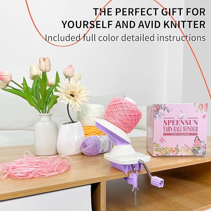 SPEENSUN Yarn Winder, 3.5 OZ Easy-to-Install and Efficiently Yarn Spinner with Lower Noise, Robust ABS Material Ball Winder for Crochet and Knitting Lover for Yarns Below Size 5