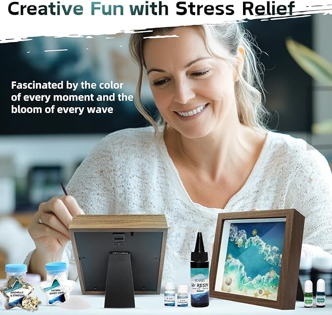 iLAND Craft Kits for Adults DIY UV Resin Kit Beach Themed Crafting Ocean Resin Art Creative Adult Crafts for Women Resin Art Set for Beginers Crafty Gifts for Women Teen Girls on Christmas Romantic