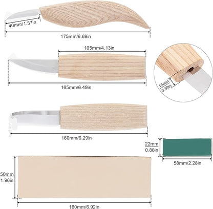 5pcs Wood Carving Tools Set, 5 in 1 Whittling Wood Carving Kit for Spoon Carving Woodworking with Canvas Bag