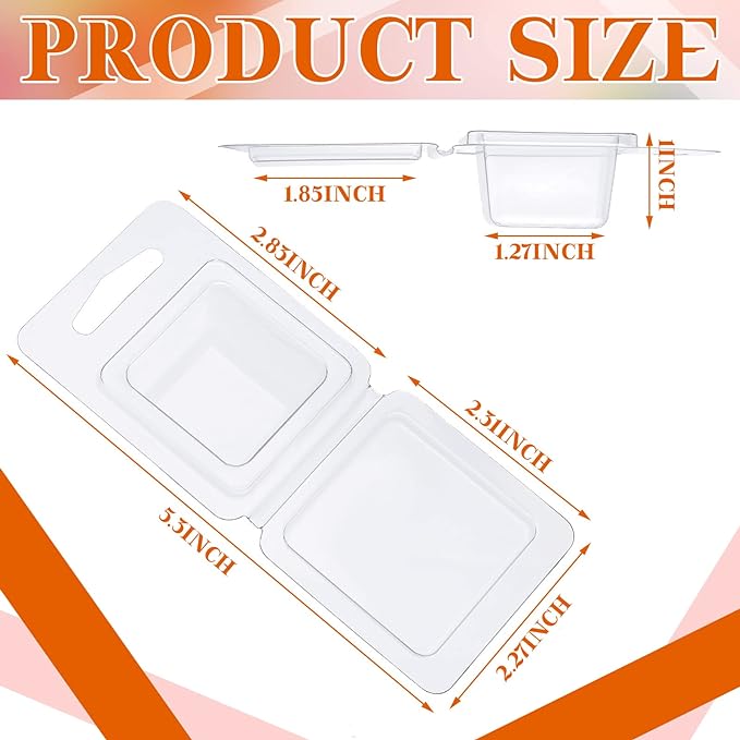 Wesiti Wax Melt Molds Clear Empty Plastic Wax Melt Clamshells Container Pet Single Cube 1 oz Candle Molds for DIY Chocolates Wickless Candles Soap Making(200 Pcs)