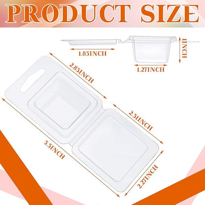 Wesiti Wax Melt Molds Clear Empty Plastic Wax Melt Clamshells Container Pet Single Cube 1 oz Candle Molds for DIY Chocolates Wickless Candles Soap Making(100 Pcs)