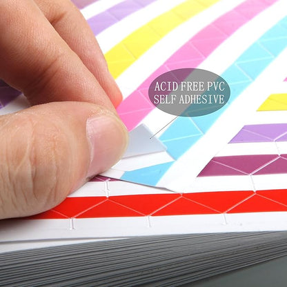 ADVcer 50 Sheets Self Adhesive Photo Corners - Hold 1275 Photos - 6 Colors 5100 pcs Photo Mounting Corner Stickers for Polaroid, Instax Foto of DIY Picture Scrapbook and Recollections Photo Album