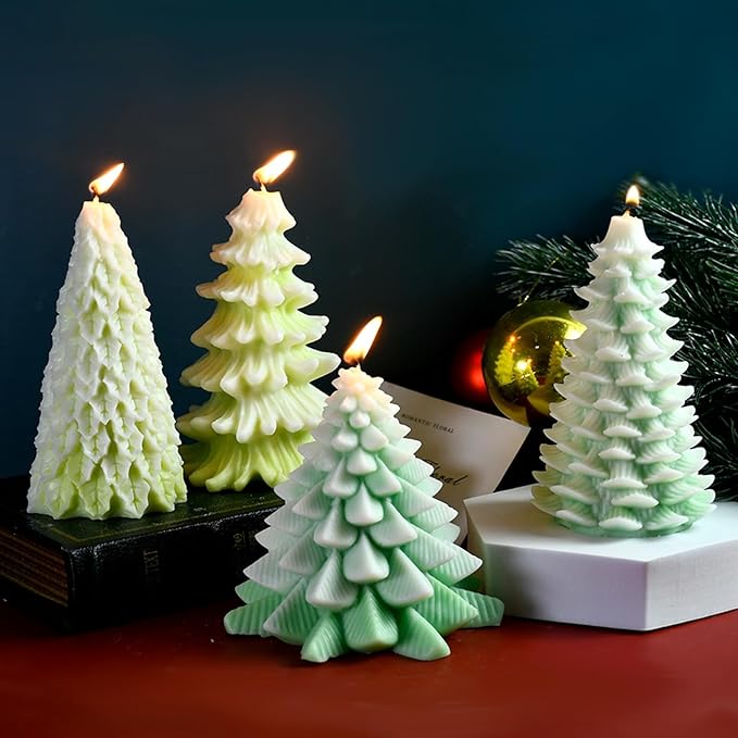 5 PCS 3D Christmas Tree Pine Cone Silicone Candle Soap Epoxy Resin Wax Mold Silicone Shapes Christmas Tree Mold For Candle Resin Soap Craft Cake Chocolate Making Kit Christmas Gift Decoration