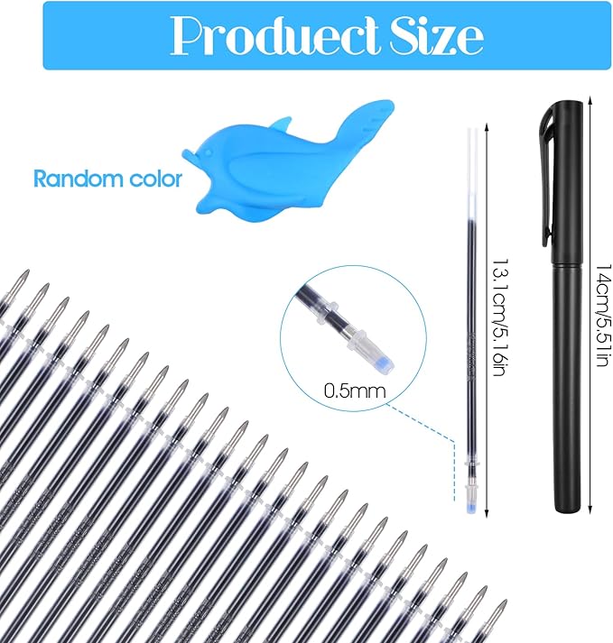 KFHENSOMR Magic Pens & Refills for Magic Practice Copybook, Grooved Handwriting Book Invisible Ink Pen Maker with Writing Grip, Reusable Workbooks Disappearing Ink Pen for 3-5 Drawing