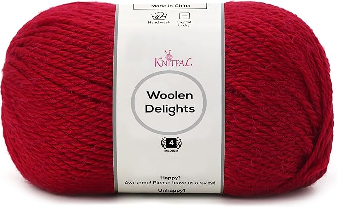Woolen Delights Soft Wool Yarn for Crocheting, 3-Pack (522Yds / 300G), Free Patterns - #4 Medium Aran/Heavy Worsted Weight Wool Yarn for Knitting - Burnt Red