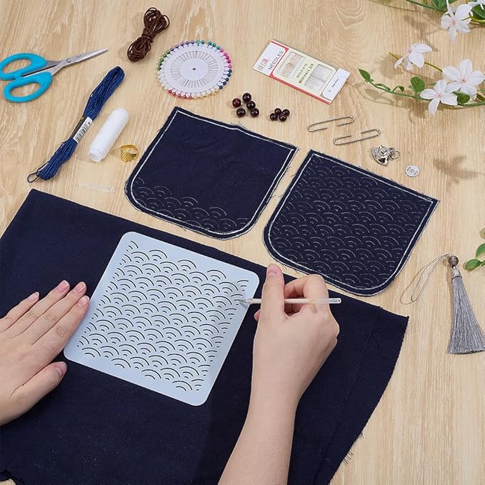 FREEBLOSS Sashiko Coin Purse DIY Kit with Instructions Sashiko Kit for Beginners Japanese Embroidery Bag for Girls Women Gift