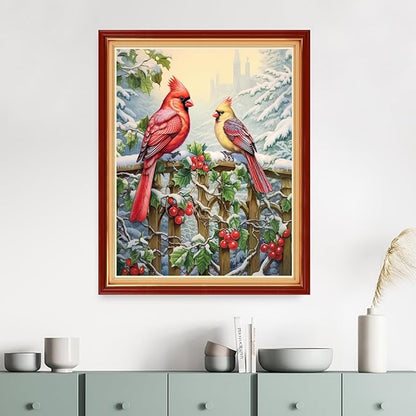 Dimensean Stamped Cross Stitch Kits Full Range of Embroidery Patterns Starter Kits for Beginners Adult DIY Cross Stitches Needlepoint Kits 11CT-Snowy Birds 16x20 inch