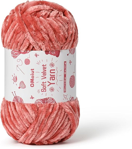 100g Fluffy Velvet Chenille Yarn for Crocheting and Knitting, 80m (87.5yd) Baby Yarn for Crocheting Soft, Crochet Chunky Yarns Amigurumi Yarns (Gray Pink)
