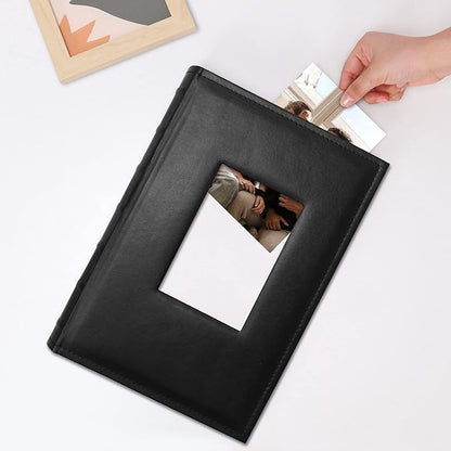 Vienrose Photo Album 4x6 300 Photos with Memo Area Leather Cover Large Capacity Slip-in Pictures Book for Wedding Baby Vacation (Black)