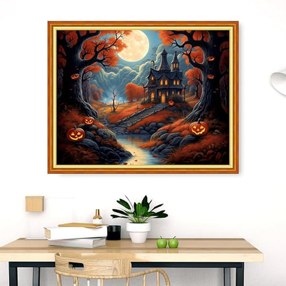 Dimensean Stamped Cross Stitch Kits Full Range of Embroidery Patterns Starter Kits for Beginners Adult DIY Cross Stitches Needlepoint Kits 11CT-Moon Magic House 16x20 inch
