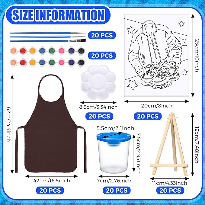 Sherr 140 Pcs 20 Set Pre Drawn Canvas Kit for Painting Craft Sip and Paint Kit for Adults Pre Printed Canvas Painting Favor for Virtual DIY Birthday Gifts Adult's Date Party(Vintage)