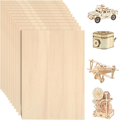 24 Pack Basswood Sheets 12 x 18 x 1/8 Inch - 3mm Unfinished Basswood for Laser Cutting & Engraving, Thin Plywood Board Unfinished Wood Sheet for Crafts Wood Burining, Painting, Architectural Model