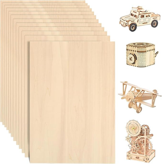 24 Pack Basswood Sheets 12 x 18 x 1/8 Inch - 3mm Unfinished Basswood for Laser Cutting & Engraving, Thin Plywood Board Unfinished Wood Sheet for Crafts Wood Burining, Painting, Architectural Model