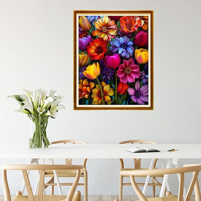 Joycasa Stamped Cross Stitch Kits for Beginners Full Range of Cross Stitching 11 CT Printed Cross Stitch Kit for Adults Cross-Stitch Patterns Needlepoint Kits-Colorful Flowers 16x20 inch