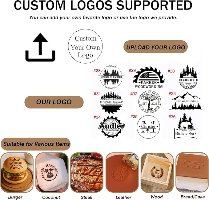 Custom Branding Iron for Wood, Personalized Wood Burning Stamp Without Handle, DIY Branding Kit Wood Working Tool, Electric Branding Iron Head, for Leather Food, Wood