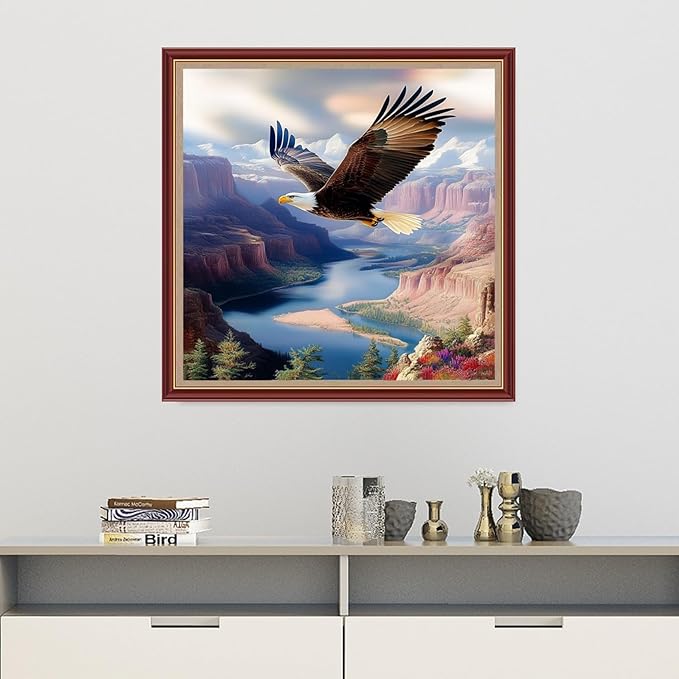 Dooxvey Cross Stitch Kits for Adults Beginners,Full Range of Cross-Stitch Stamped Kits Needlepoint Kits for Beginners Embroidery Kits 11CT Cross Stitch Patterns-Mountains Eagles Soaring 18x18 inch