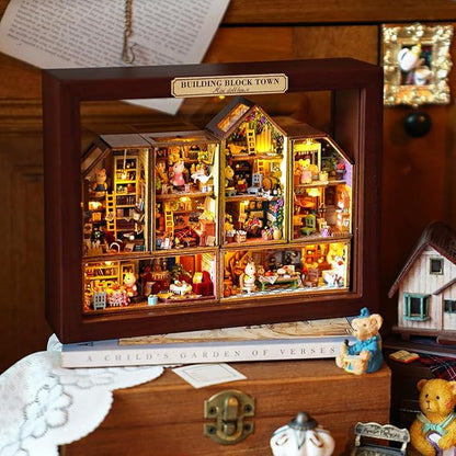 DIY Miniature House Kit, CUTEROOM Mini House Kit for Adult to Build, Wooden Dollhouse Making Kit with Furniture, Christmas Birthday Gifts