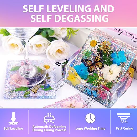 Pnente Artist-Grade Epoxy Resin – Self-Leveling, Zero Bubbles & 5-Year UV Guard for River Tables, Jewelry, Resin Art – Beginner-Friendly 1:1 Mix, Non-Toxic & Non-Yellowing (16oz)