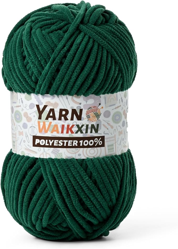 Soft Chenille Yarn for Crocheting, Fluffy Chunky Crochet Yarn for Baby Blanket, (1.76oz/65.6yds) Fuzzy Velvet Yarn for Amigurumi&DIY Puzzle、Crafts、Scarf(Dark Green)
