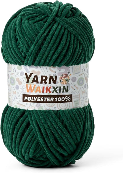 Soft Chenille Yarn for Crocheting, Fluffy Chunky Crochet Yarn for Baby Blanket, (1.76oz/65.6yds) Fuzzy Velvet Yarn for Amigurumi&DIY Puzzle、Crafts、Scarf(Dark Green)