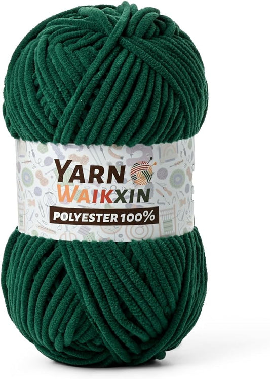 Soft Chenille Yarn for Crocheting, Fluffy Chunky Crochet Yarn for Baby Blanket, (1.76oz/65.6yds) Fuzzy Velvet Yarn for Amigurumi&DIY Puzzle、Crafts、Scarf(Dark Green)