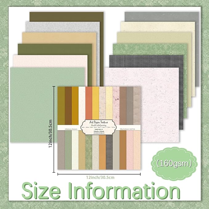 24 Sheets Scrapbook Paper 12" Double-Sided Photo Backdrop Bohemian Patterned (Floral Design I)