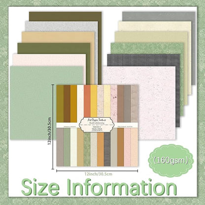 24 Sheets Scrapbook Paper 12" Double-Sided Photo Backdrop Bohemian Patterned (Floral Design I)