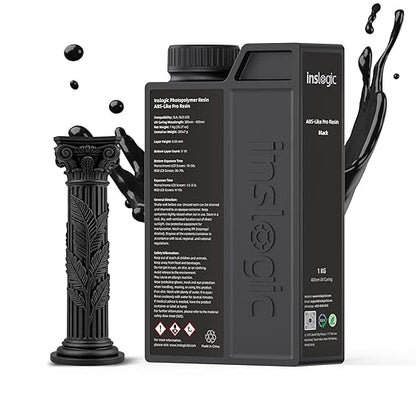 Inslogic ABS-Like Pro Resin 1kg, High Toughness 3D Printer Resin/UV Resin, Fast Curing & Low Odor, Ultra-High Precision Matte Finish for Miniatures, Prototyping & Functional Parts(Black)