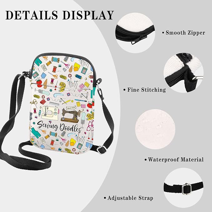 GJTIM Sewing Gift for Women Sewing Project Bag Sewing Doodles Zipper Pouch Quilter Gift Tailor Gift for Costume Designer (Sewing Doodles CR)