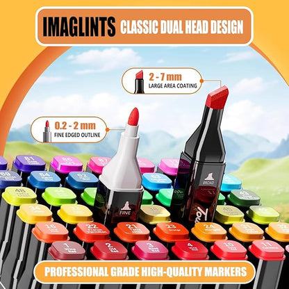 IMAGLINTS Alcohol Markers 80 Colors with Base Drawing Pen Dual Tip Art Markers for Sketch Anime Illustrations