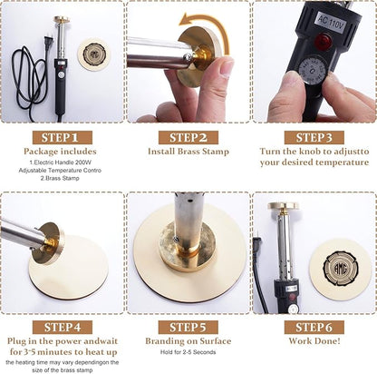Custom Electric Branding Iron for Wood - Personalized Wood Burning Stamp with Adjustable Temperature, DIY Branding Kit Woodworking Tool